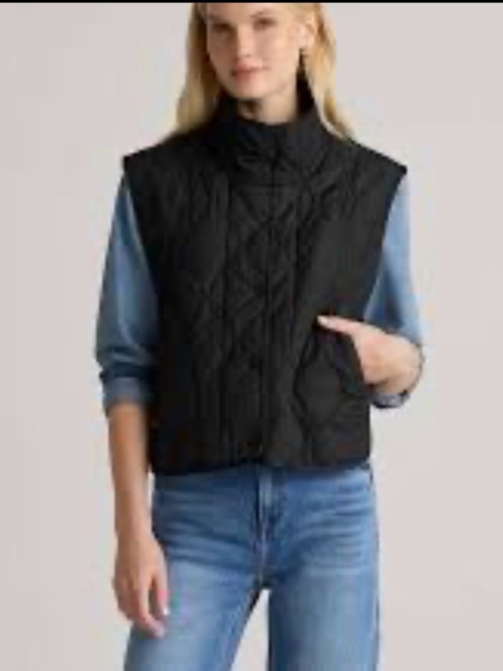 Quince Women’s Featherless Quilted Puffer Vest Black XL Snap Front